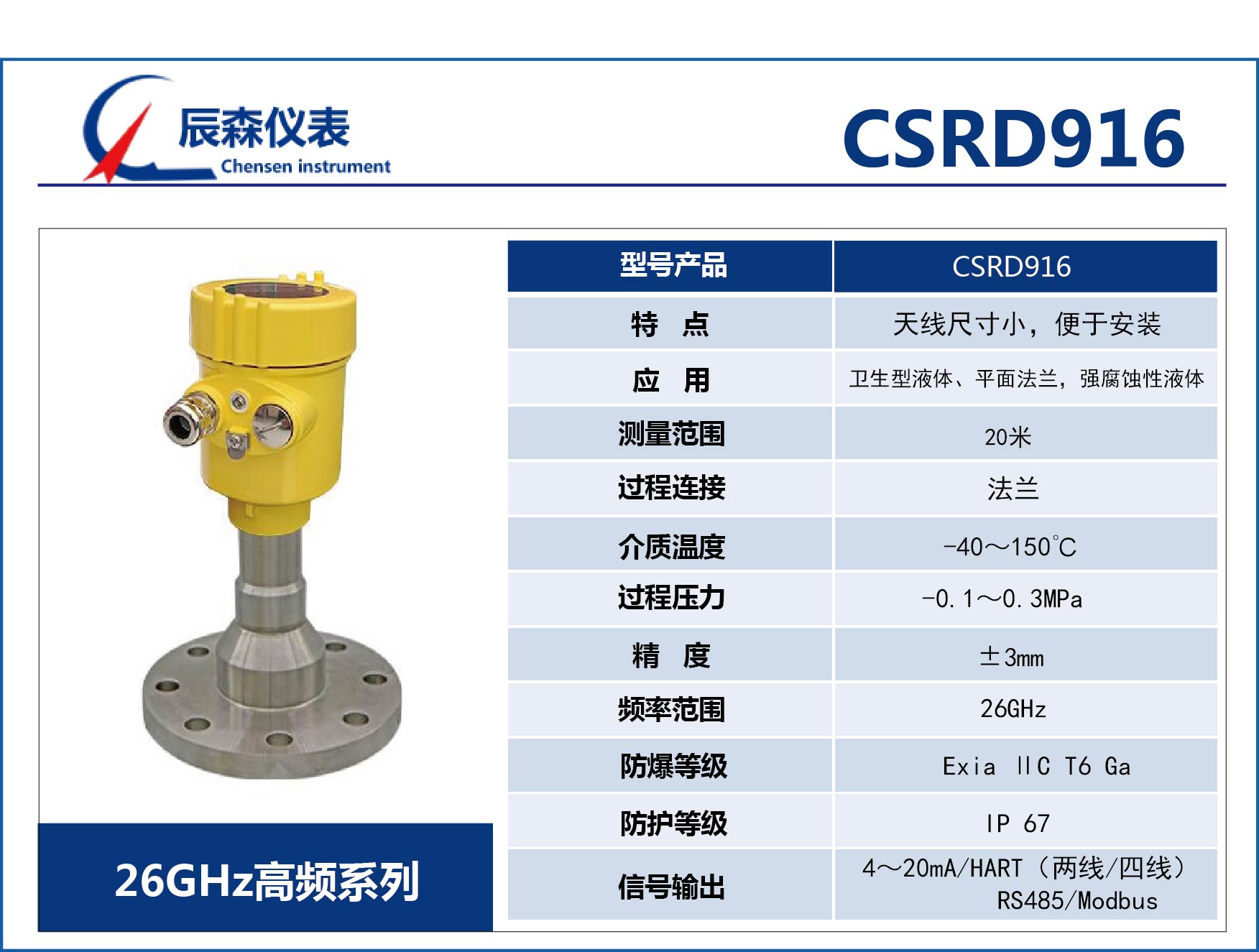 高頻雷達式物位計CSRD916